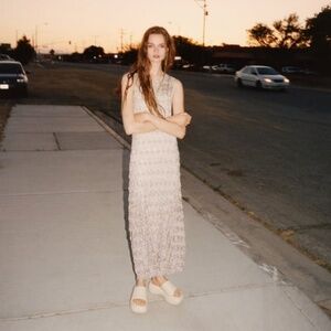 Zara Metallic Knit Maxi Dress Copper Size S